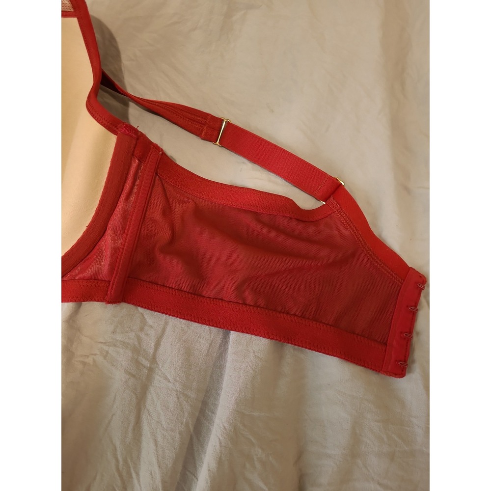 Cacique  burgandy Red Lace Bra SZ 42DD underwire‎ lightly padded high neck girly - Picture 9 of 11